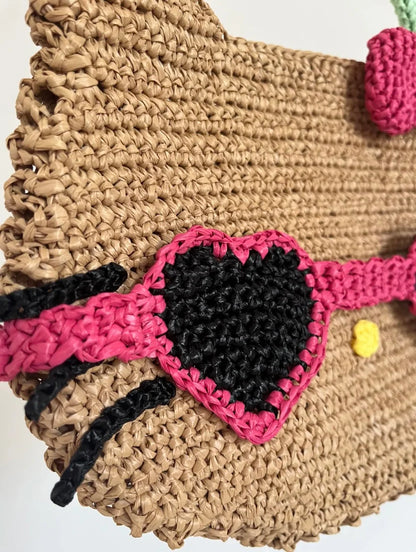 Hello Kitty Raffia Craft Tote Bag