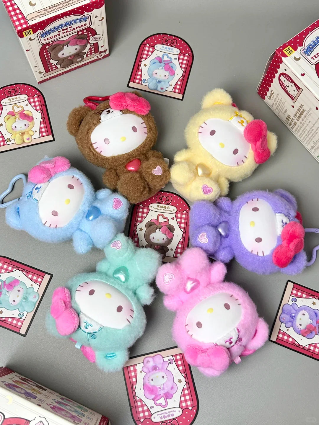 Hello Kitty Teddy Pajamas Plush Keychain