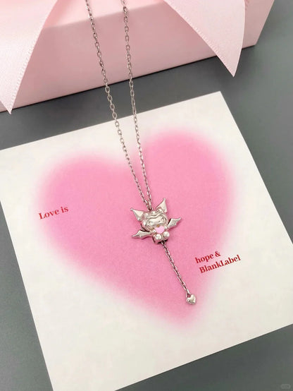 Angel  Hello Kitty and Devil Kuromi Heart Necklace