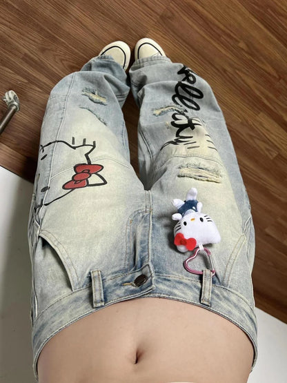Hello Kitty Graffiti Wide Leg Jeans