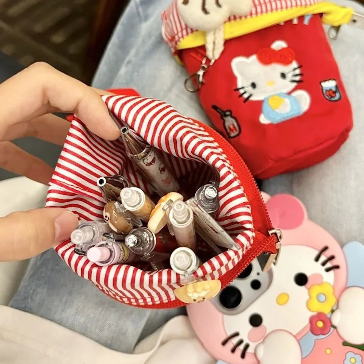 HelloKitty Denim Embroidery Storage Bag