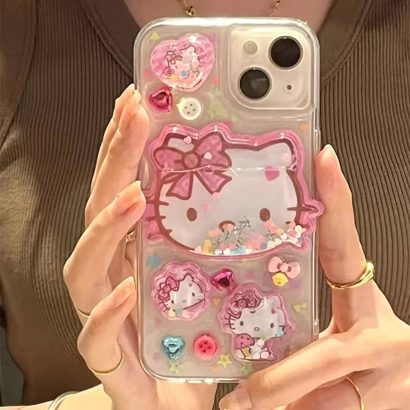 Hello Kitty Clear 3D Glitter Phone Case