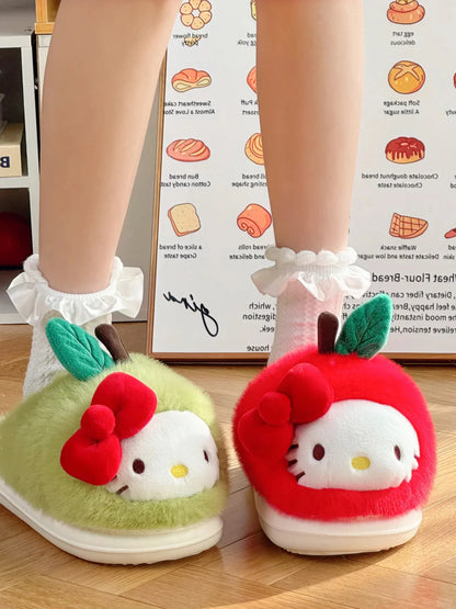 Hello Kitty Apple & Pear Plush Slippers
