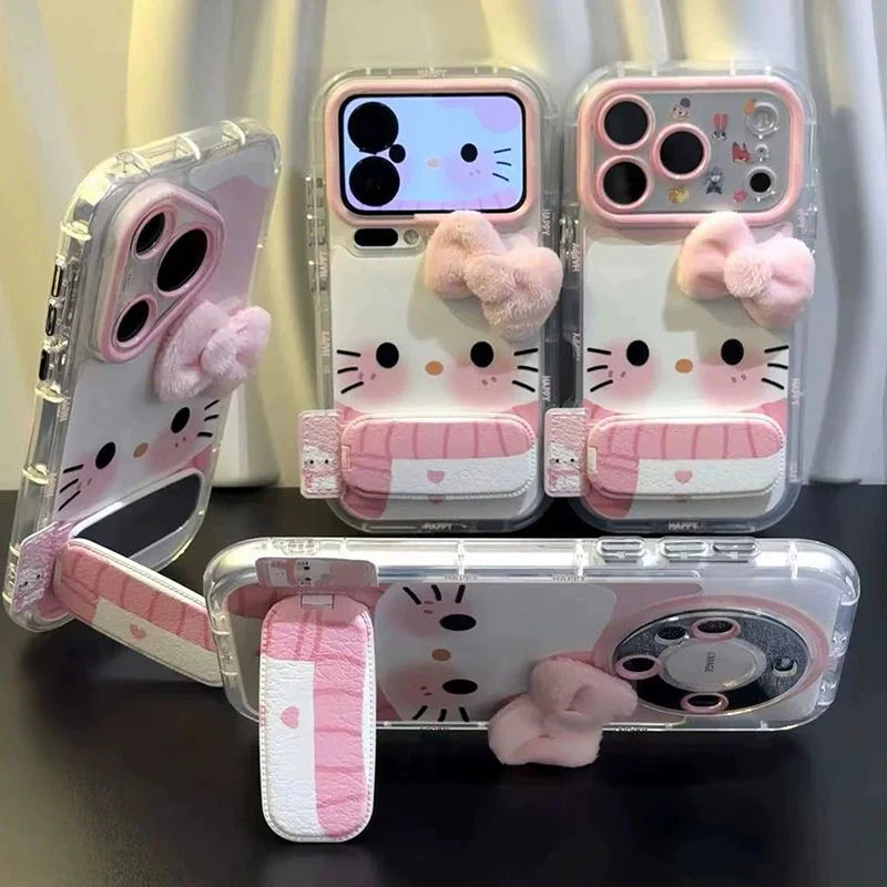 Hello Kitty Pink Bow Scarf Stand Phone Case In Kawaii Shop Hello Kitty Pink Bow Scarf Stand Phone Case In Kawaii Shop