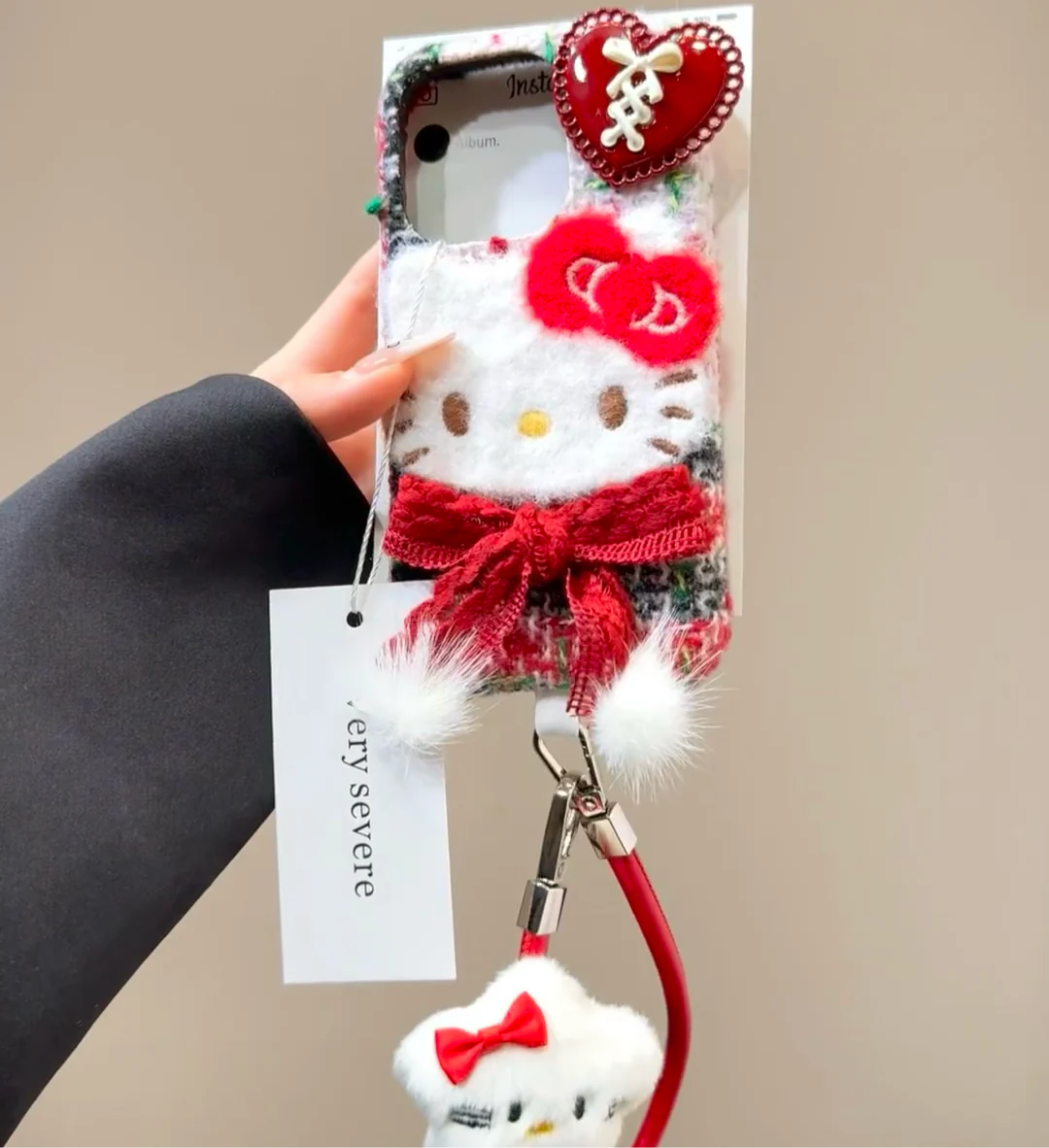 Hello kitty Fuzzy Phone Case With Charm