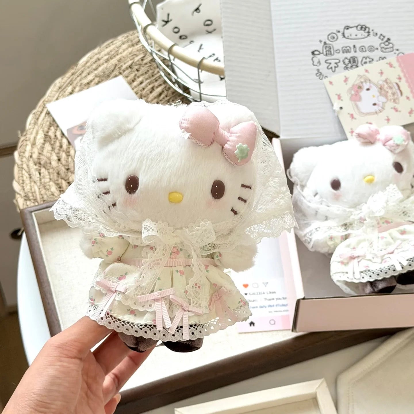 Sanrio Forest Lace Series Plush Charm | Hello Kitty & My Melody Lolita Keychain