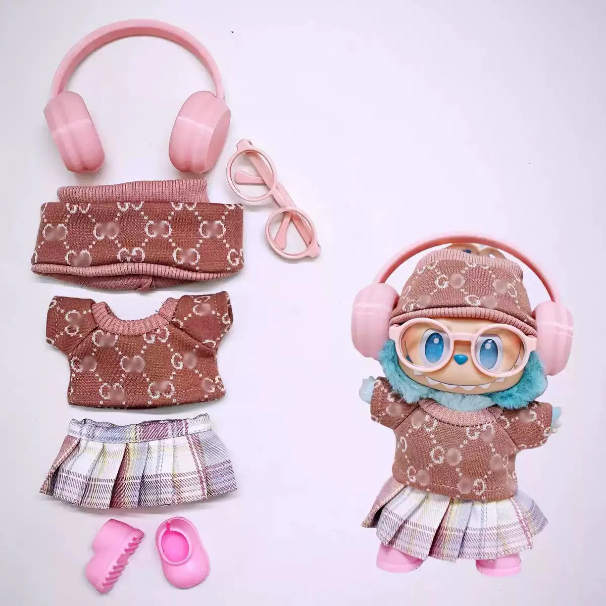 Headset Style Labubu Clothes Set