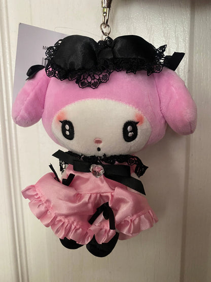 Kuromi/ My Melody Gothic Lace  Plush Keychain