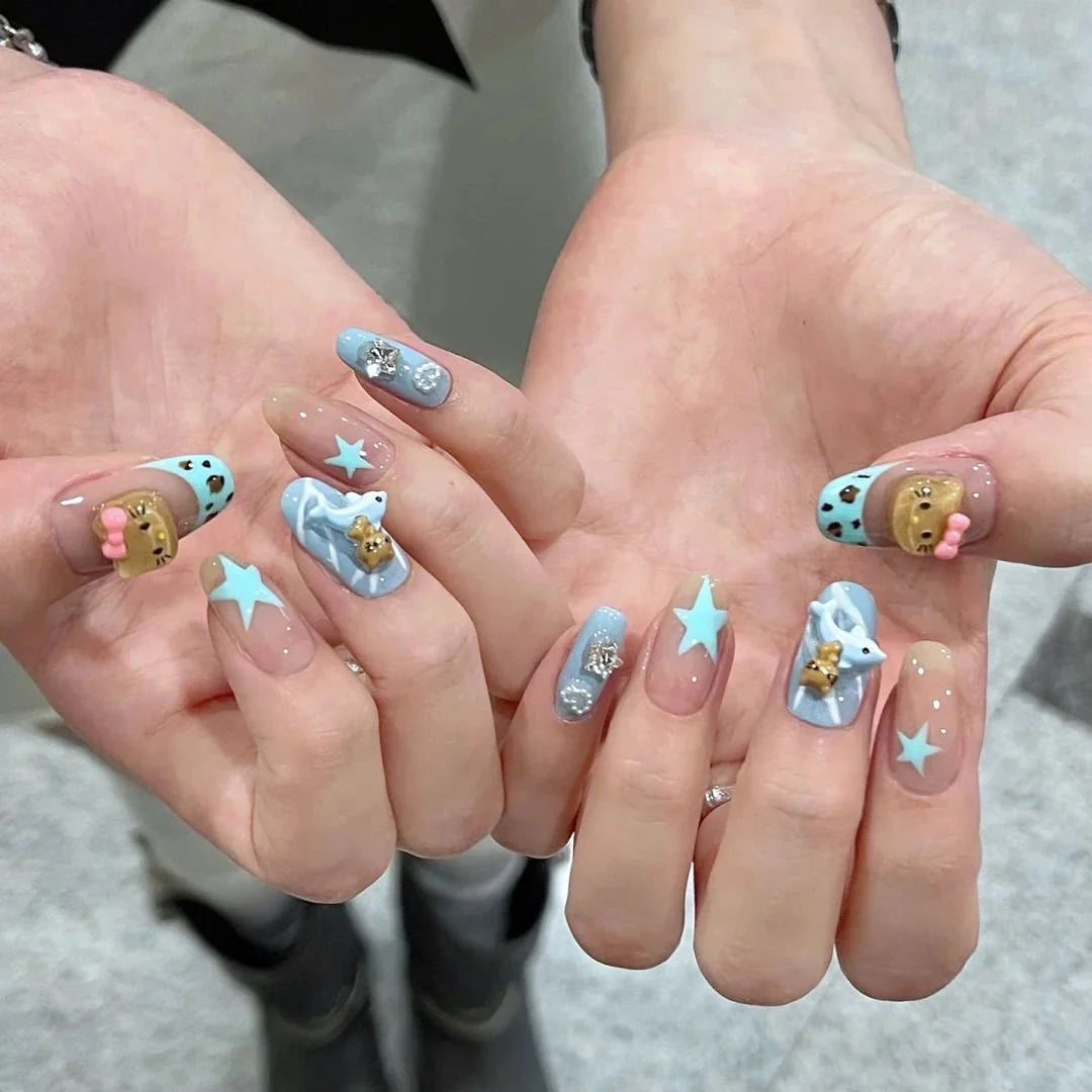 Hawaii Kitty Blue Ocean Press-On Nail Set