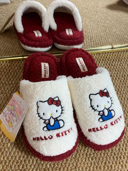 Hello Kitty Red & White Fleece Slippers