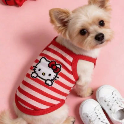 Hello Kitty Breathable Striped Pet Vest for Small Dogs & Cats