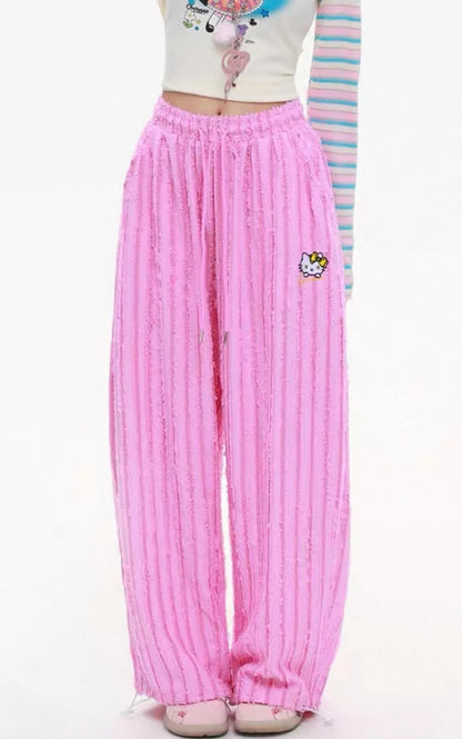 Hello Kitty Sweet Rebel Distressed Stripe Pants