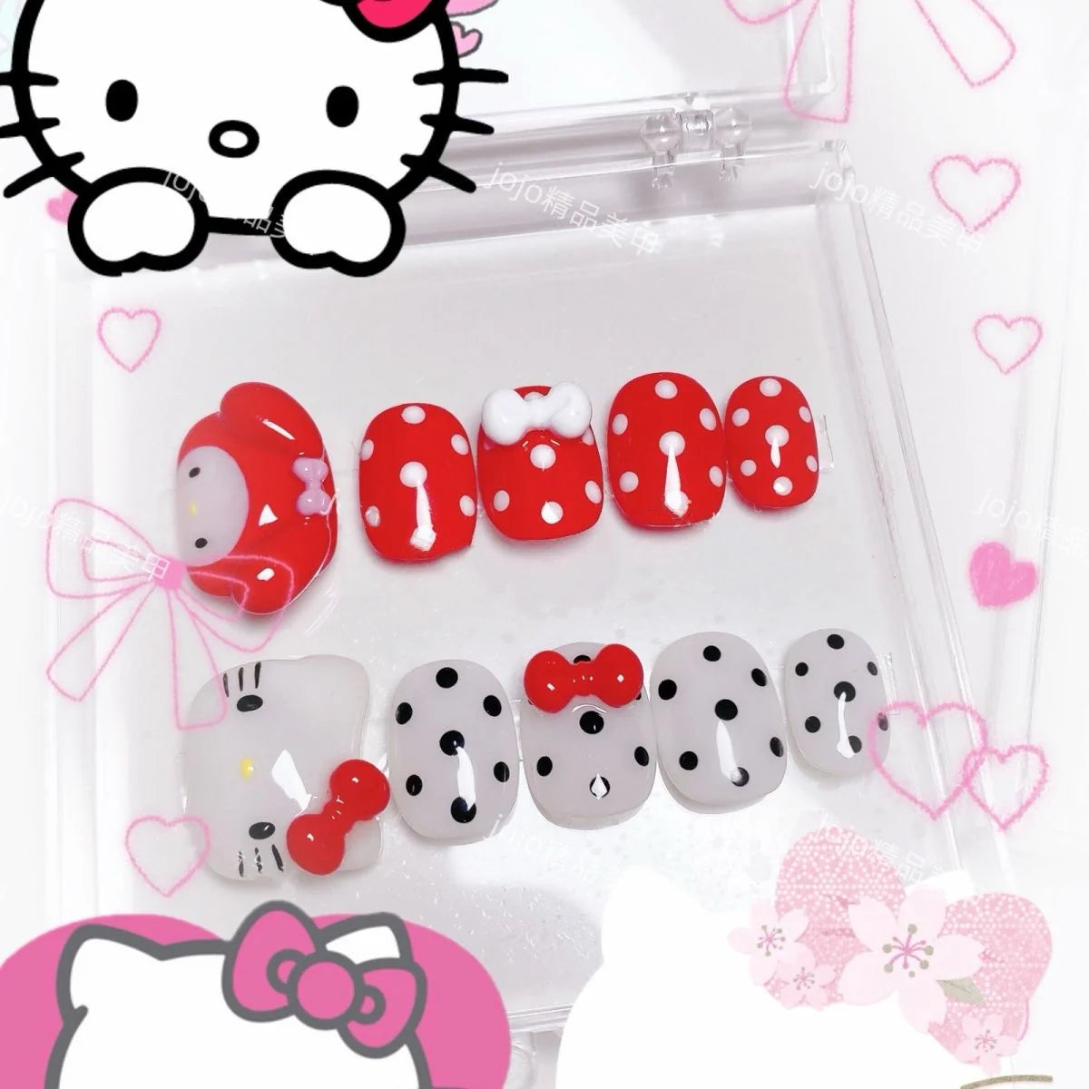 Hello Kitty & My Melody Polka Dream Glam Press-On Nails