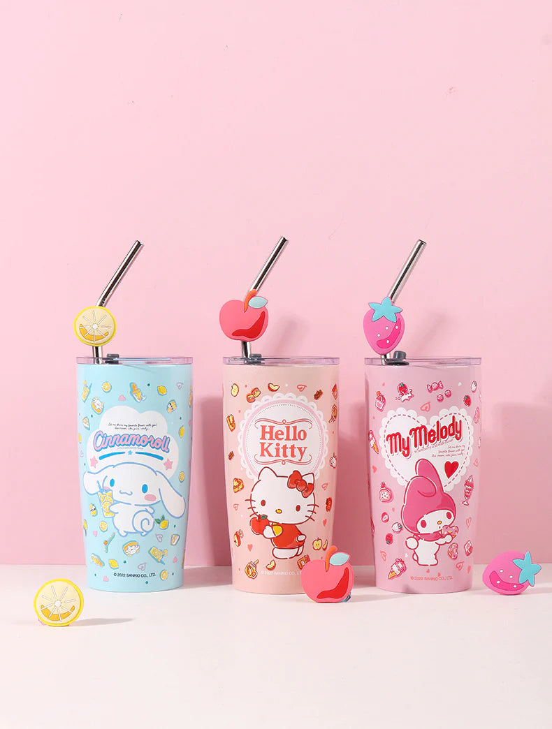 Sanrio Stainless Steel Tumblers  with Lid and Straw