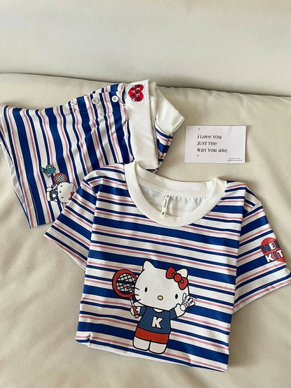 Hello Kitty Cute&Comfy Soft Girlie Striped Pajamas