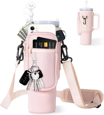 Matching Water Bottle Carrier Pouch with Phone Pocket & Adjustable Strap