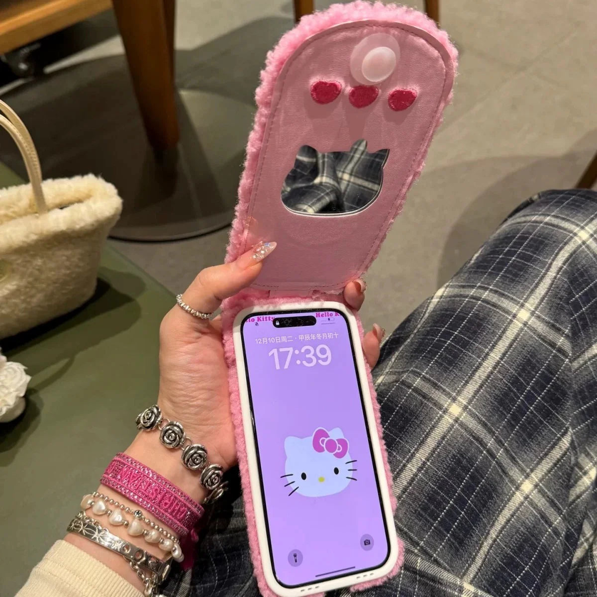 HelloKitty Dreamy Pink Fuzzy Phone Case