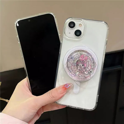 Sanrio Characters Stained Glass Pattern Glitter Magsafe PopSocket