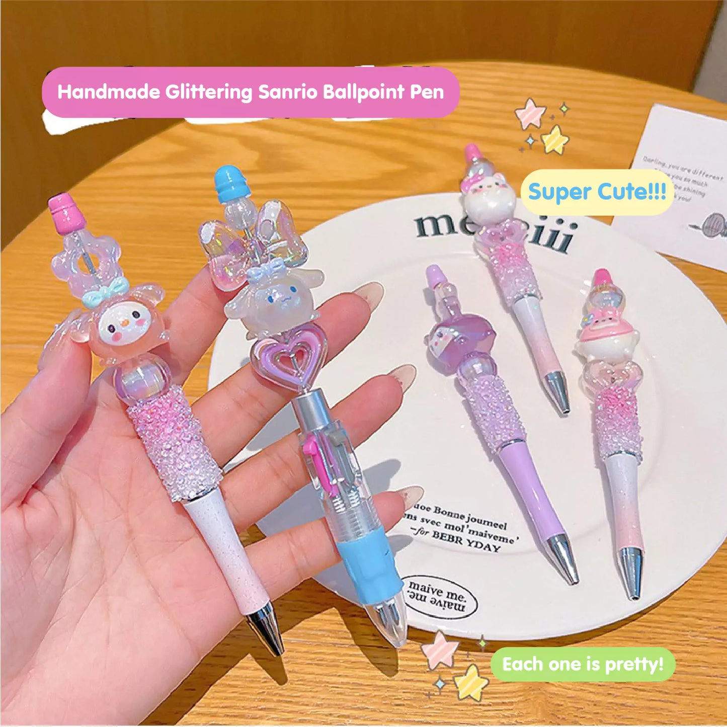 Handmade Glittering Sanrio Characters Ballpoint Pen