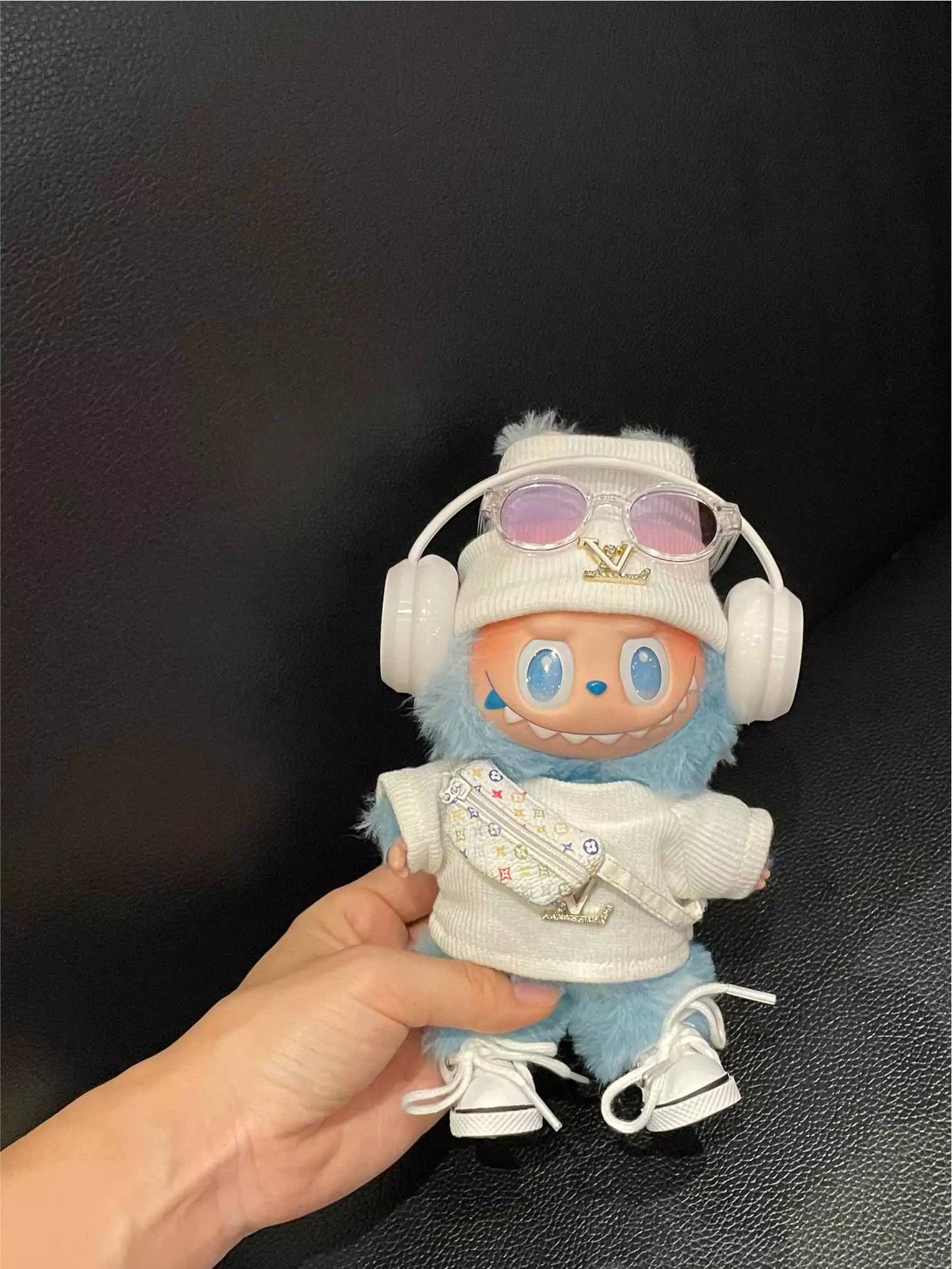 Labubu Luxury Streetwear Outfit Set – White Monogram Style (Outfit Only)