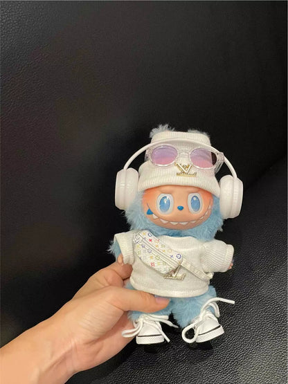 Labubu Luxury Streetwear Outfit Set – White Monogram Style (Outfit Only)