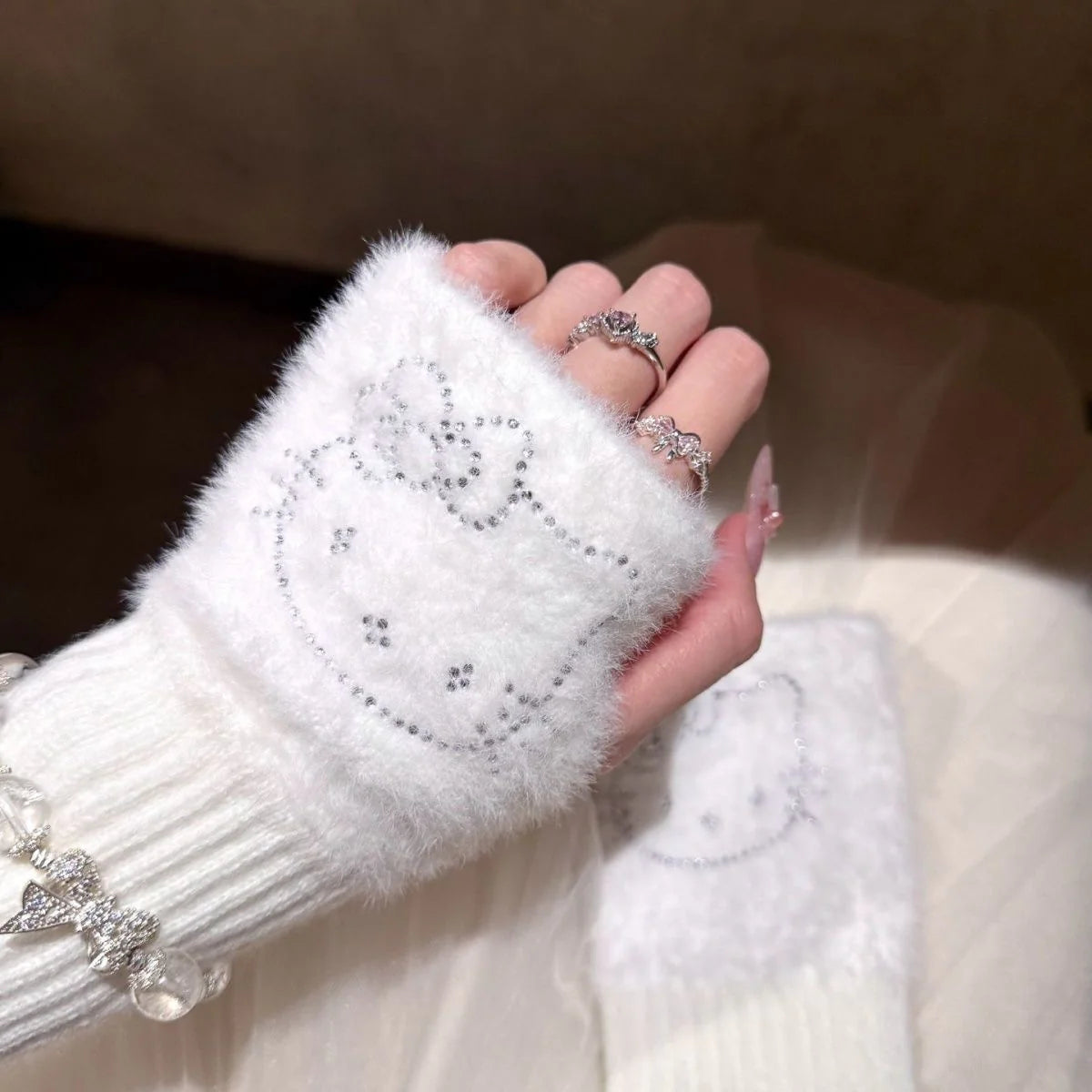 Shine Kitty Fingerless Gloves