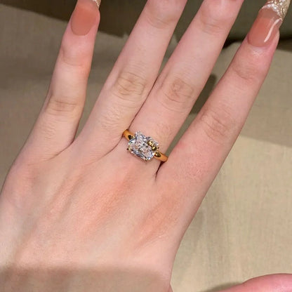 Hellokitty 925 Sterling Silver White Gold Plated Cubic Zirconia Promise Ring