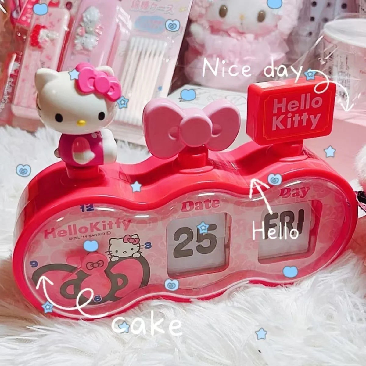 Hello Kitty Retro Flip Desk Calendar Clock