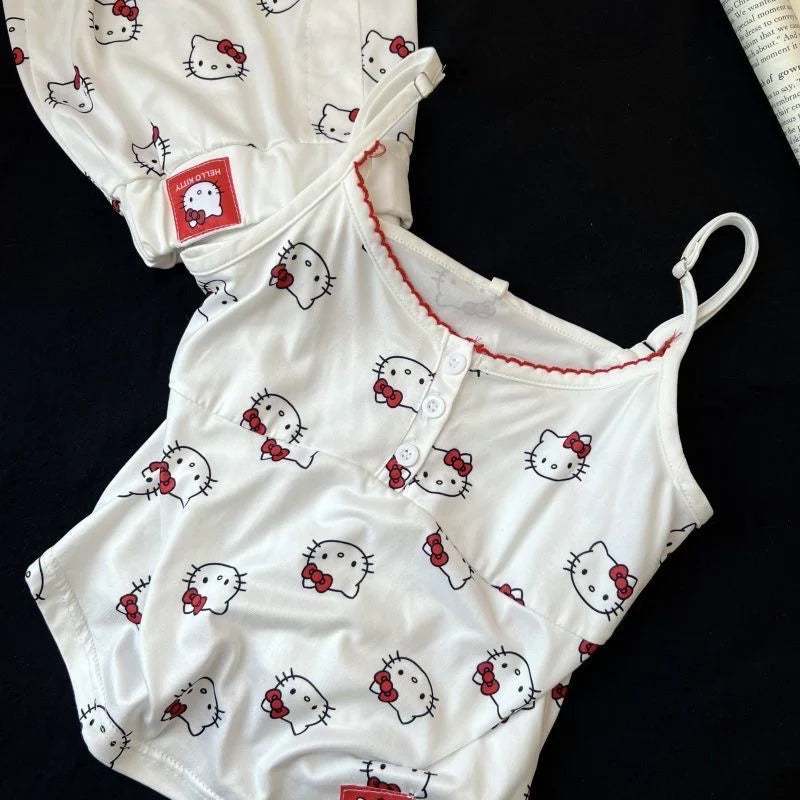 Hellokitty White Sweety Sleepwear Top with Shorts Pj Set