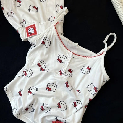 Hellokitty White Sweety Sleepwear Top with Shorts Pj Set