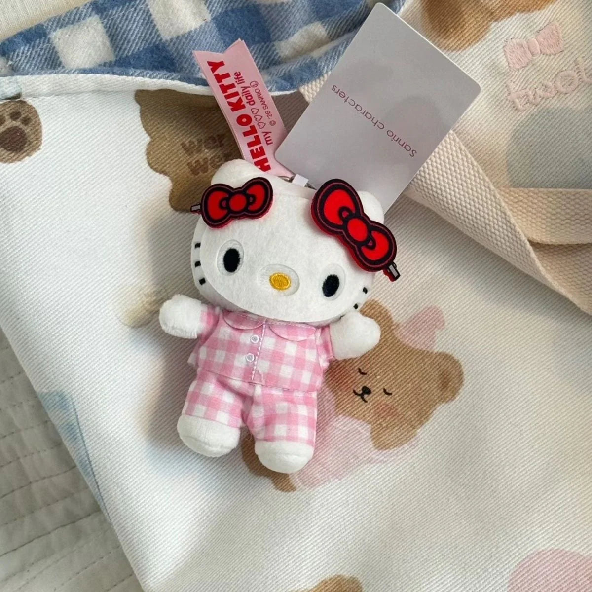 Hello Kitty Face Mask Pajamas Plush Keychain Bag Charms – In