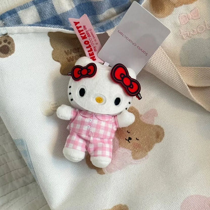 Hello Kitty Face Mask Pajamas Plush Keychain Bag Charms