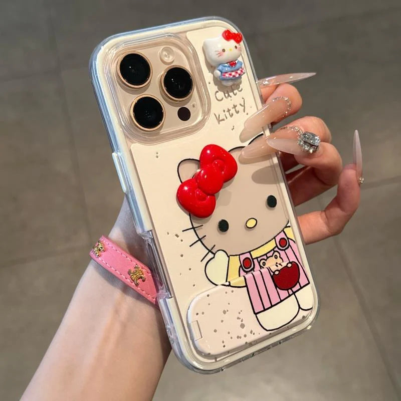 3D Hello Kitty Clear Phone Case With Mirror for iPhone