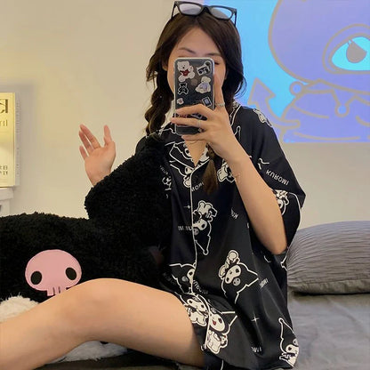 Kuromi Black Silky Pajamas Set (2 PCs)
