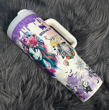 Sally & Jack Skellington Midnight Magic Glow-in-the-Dark 40 Oz Tumbler 🖤💀✨🎃 Limited Edition