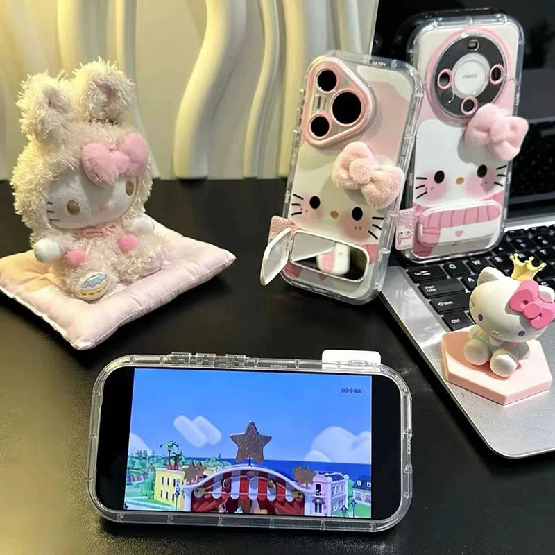 Hello Kitty Pink Bow Scarf Stand Phone Case In Kawaii Shop Hello Kitty Pink Bow Scarf Stand Phone Case In Kawaii Shop