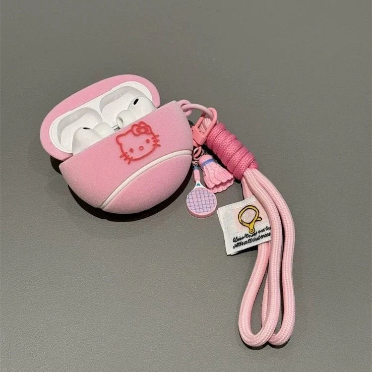 Hello Kitty Pink Tennis Ball AirPod Case with Bracelet Charm