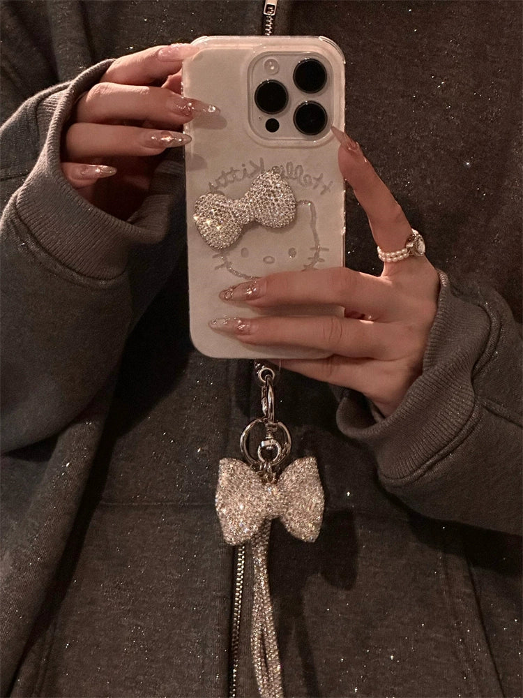 Hello Kitty Silver Rhinestone Bow Phone Case