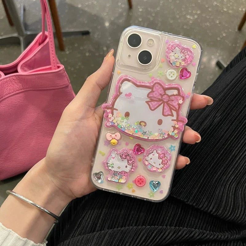 Hello Kitty Clear 3D Glitter Phone Case