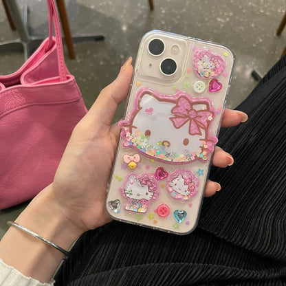 Hello Kitty Clear 3D Glitter Phone Case