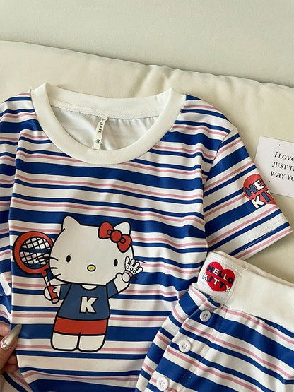 Hello Kitty Cute&Comfy Soft Girlie Striped Pajamas