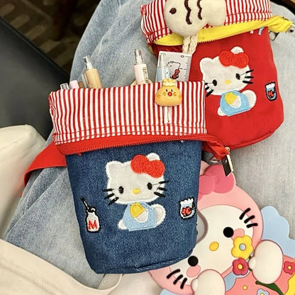 HelloKitty Denim Embroidery Storage Bag