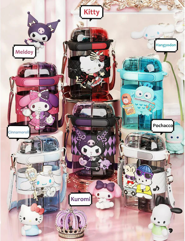Sanrio Two-Tone Water Bottle with Dual Drinking Spouts – 640ml