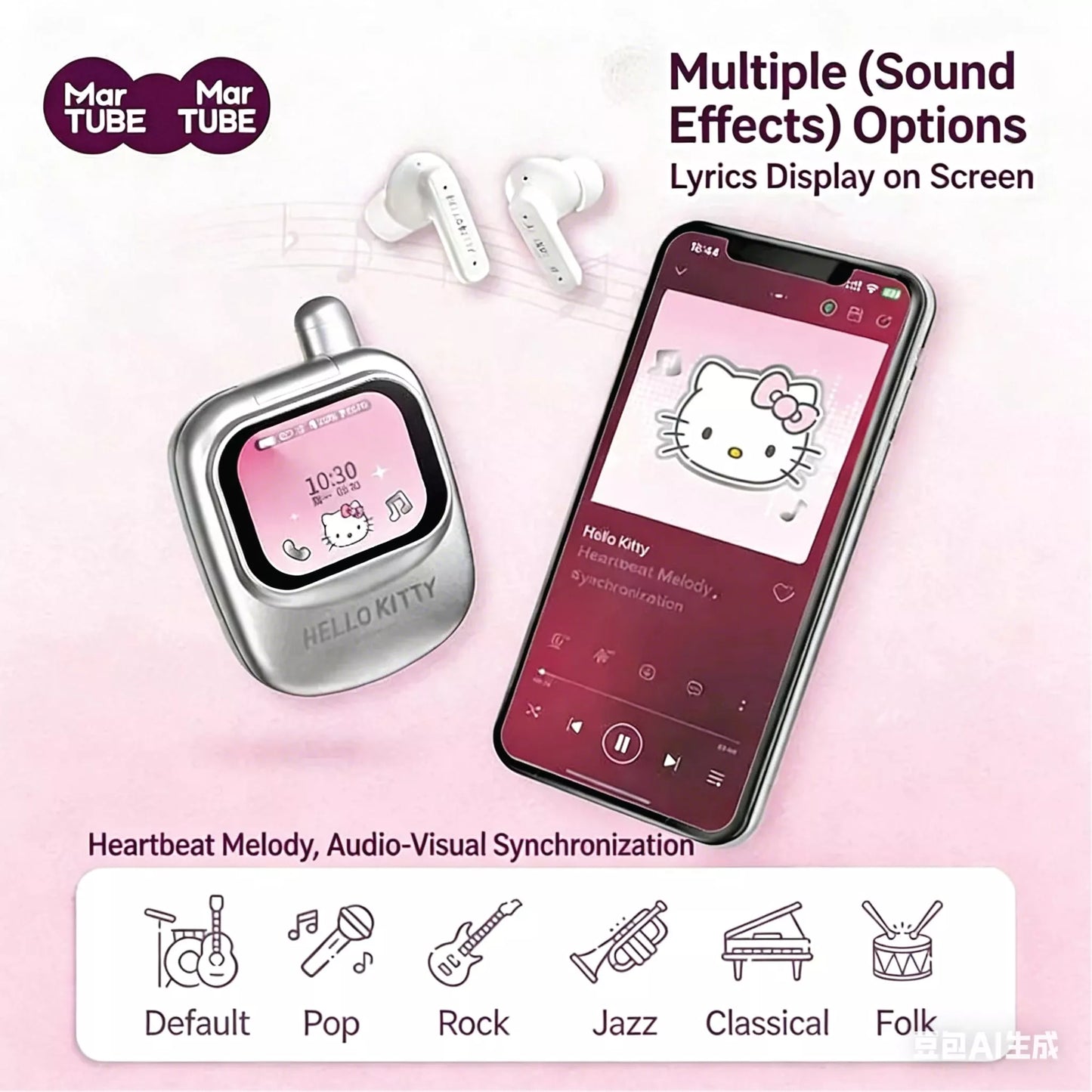 Hello Kitty Smart Screen Bluetooth Earphones Gift Set