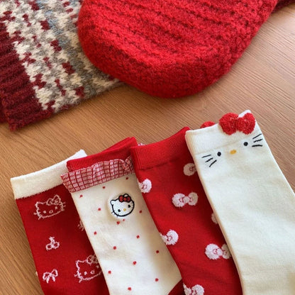 Hello Kitty Merry & Bright Socks 4 Pic Set