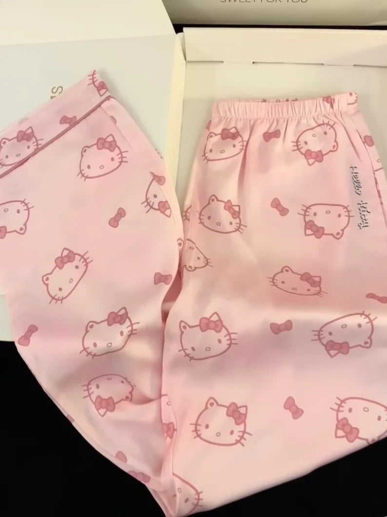 Hello Kitty Women's Pink Pajama Set - Soft Long Sleeve Sleepwear