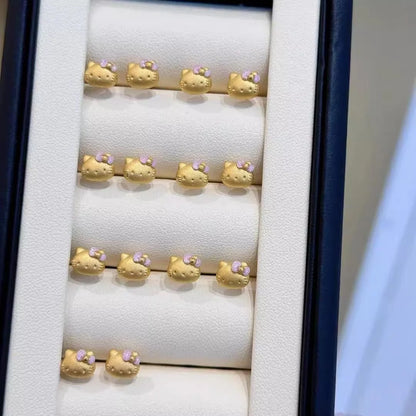 Cute Hello Kitty Stud Earrings Sweet Girl Minimalist Ear Jewelry