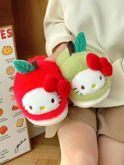 Hello Kitty Apple & Pear Plush Slippers