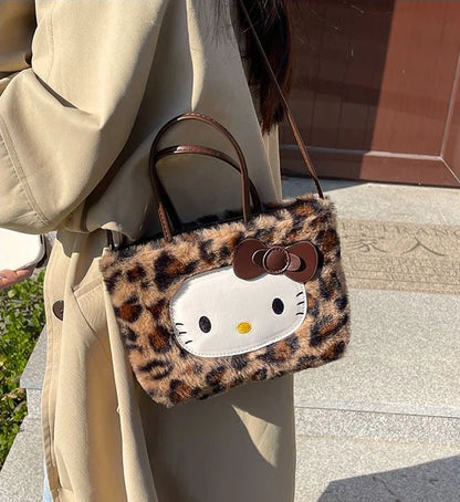 Hello Kitty 3-Way Leopard Print Plush Tote Bag