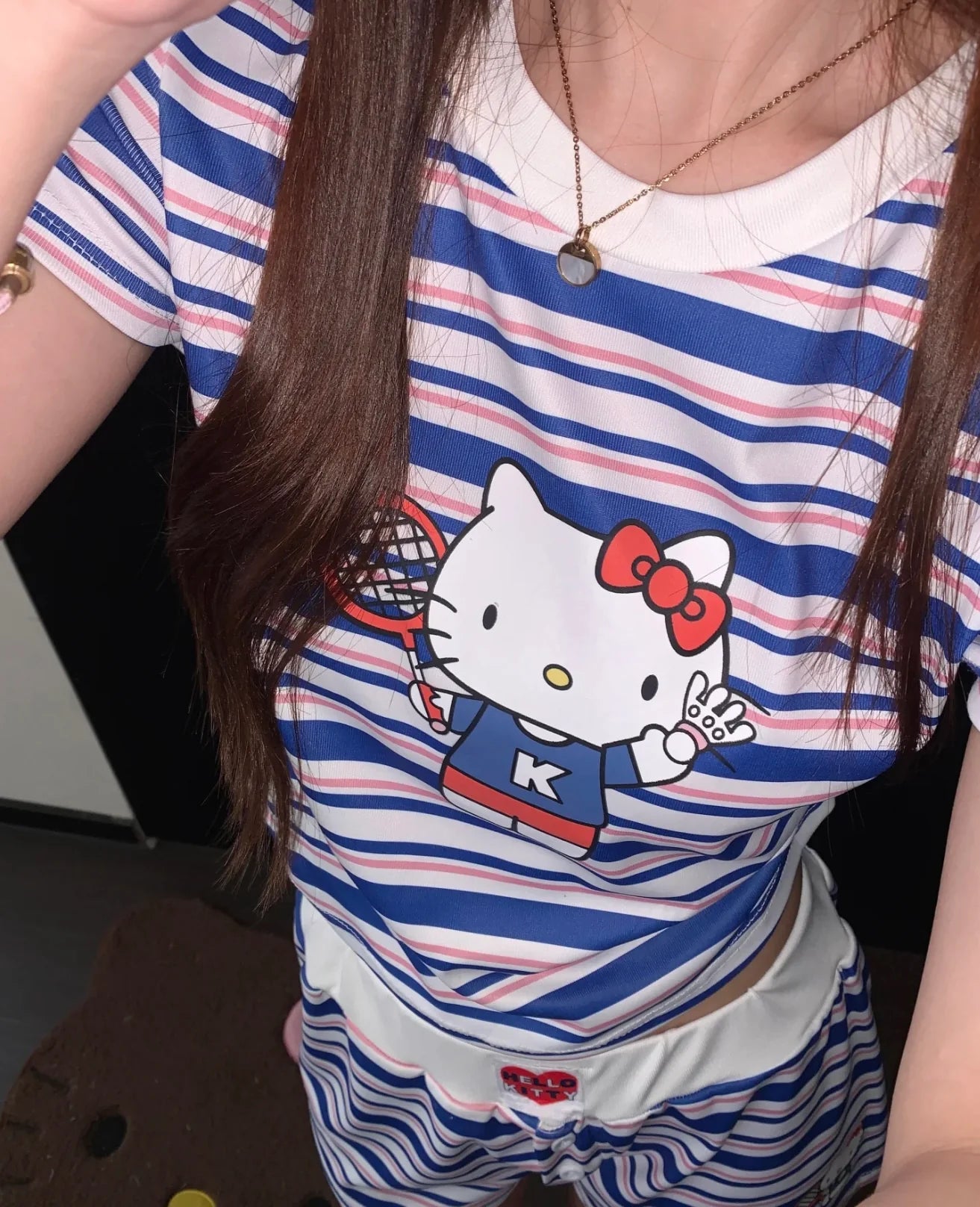 Hello Kitty Cute&Comfy Soft Girlie Striped Pajamas